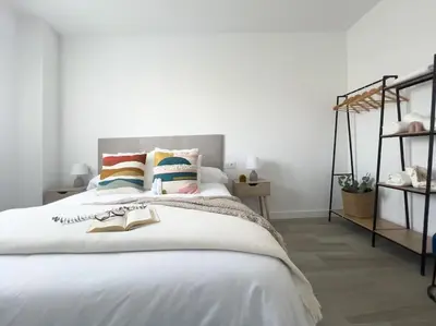 Cama o camas de una habitación en Apartamentos Gredos 203