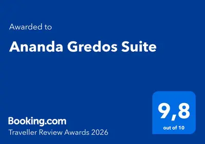 Certificado, premio, señal o documento que está expuesto en Ananda Gredos Suite